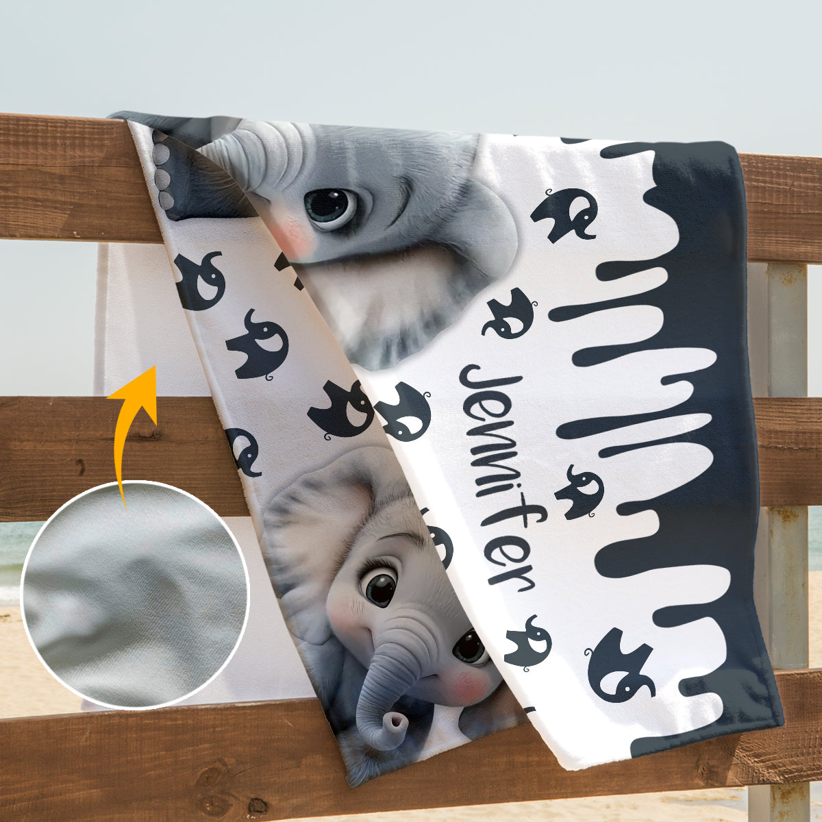 Cute Elephant Beach Towel - Personalized Skull Quick-dry Beach Towel/Bath Towel