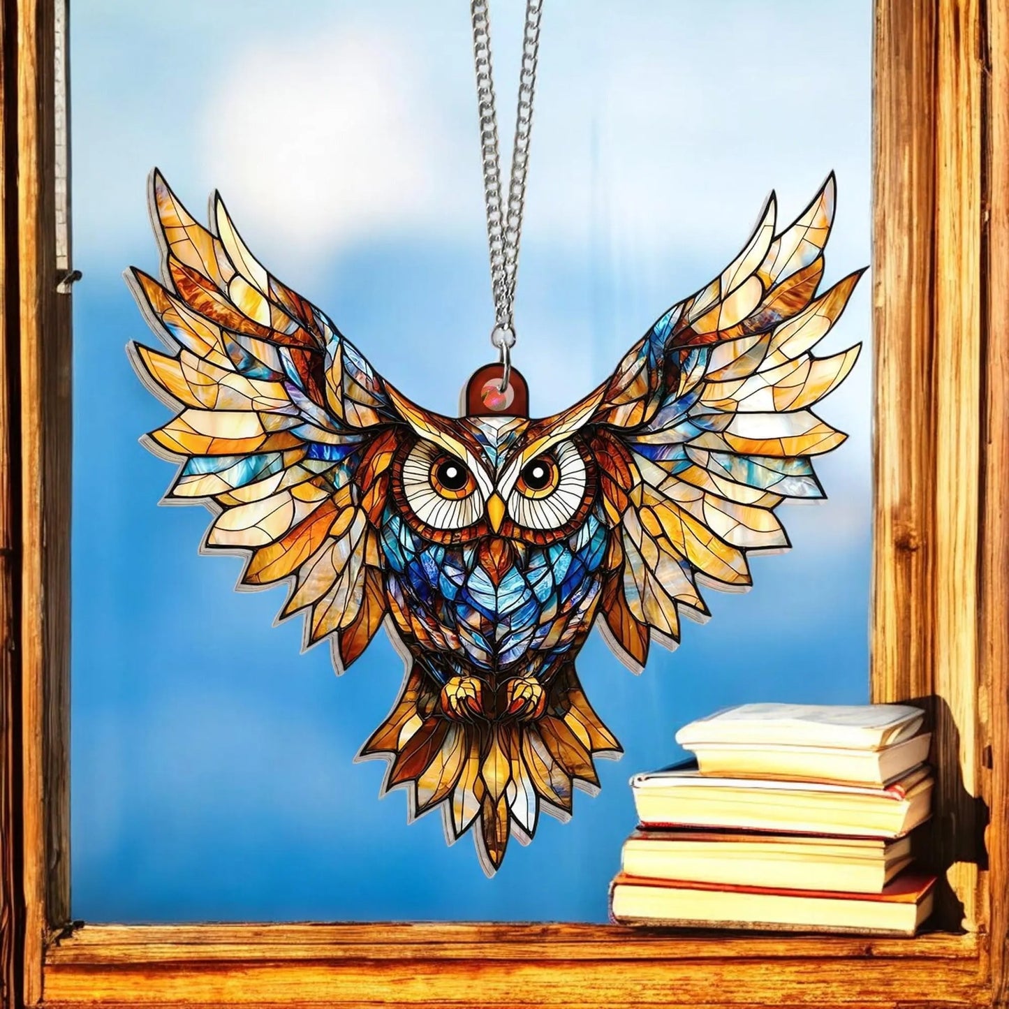 Owl Suncatcher Hanging Sign - Personalized Owl Window Hanging Suncatcher Ornament