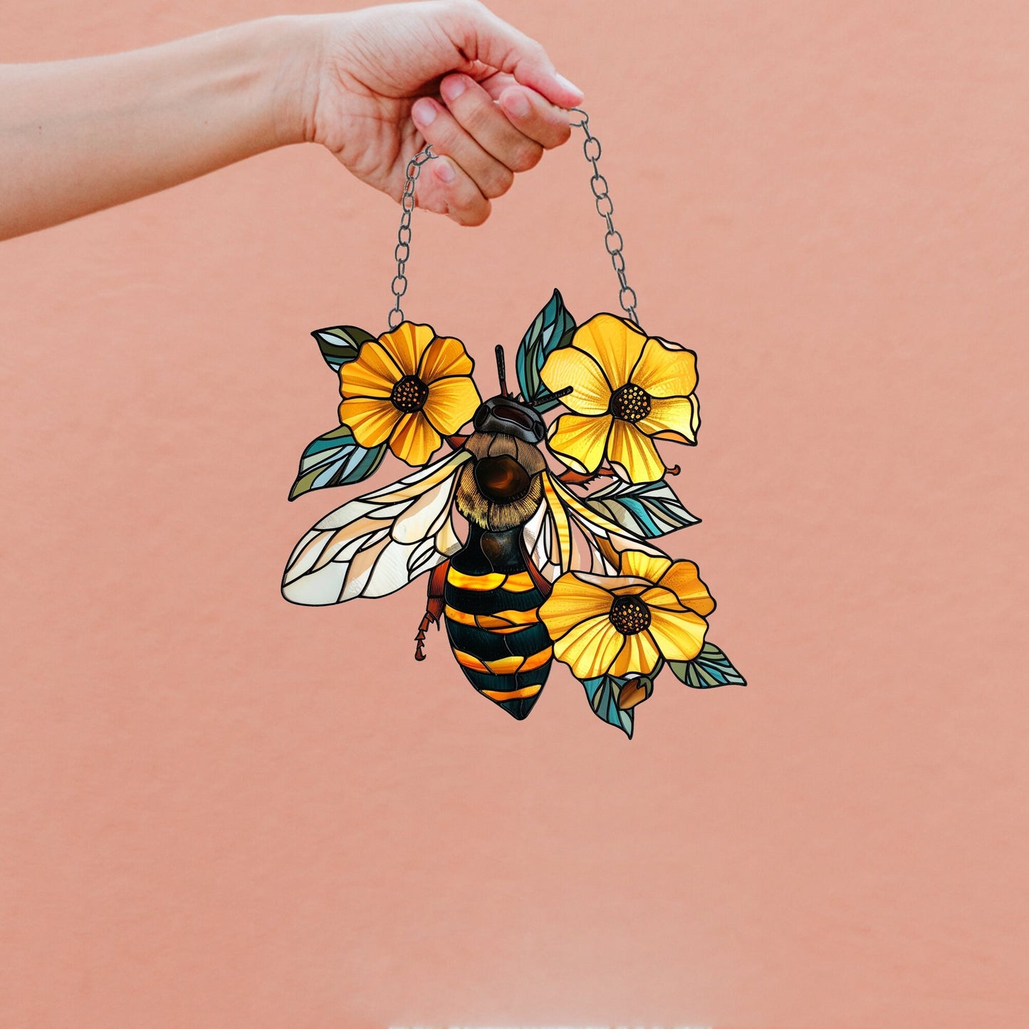 Honey Bee and Hive Acrylic Window Hanging