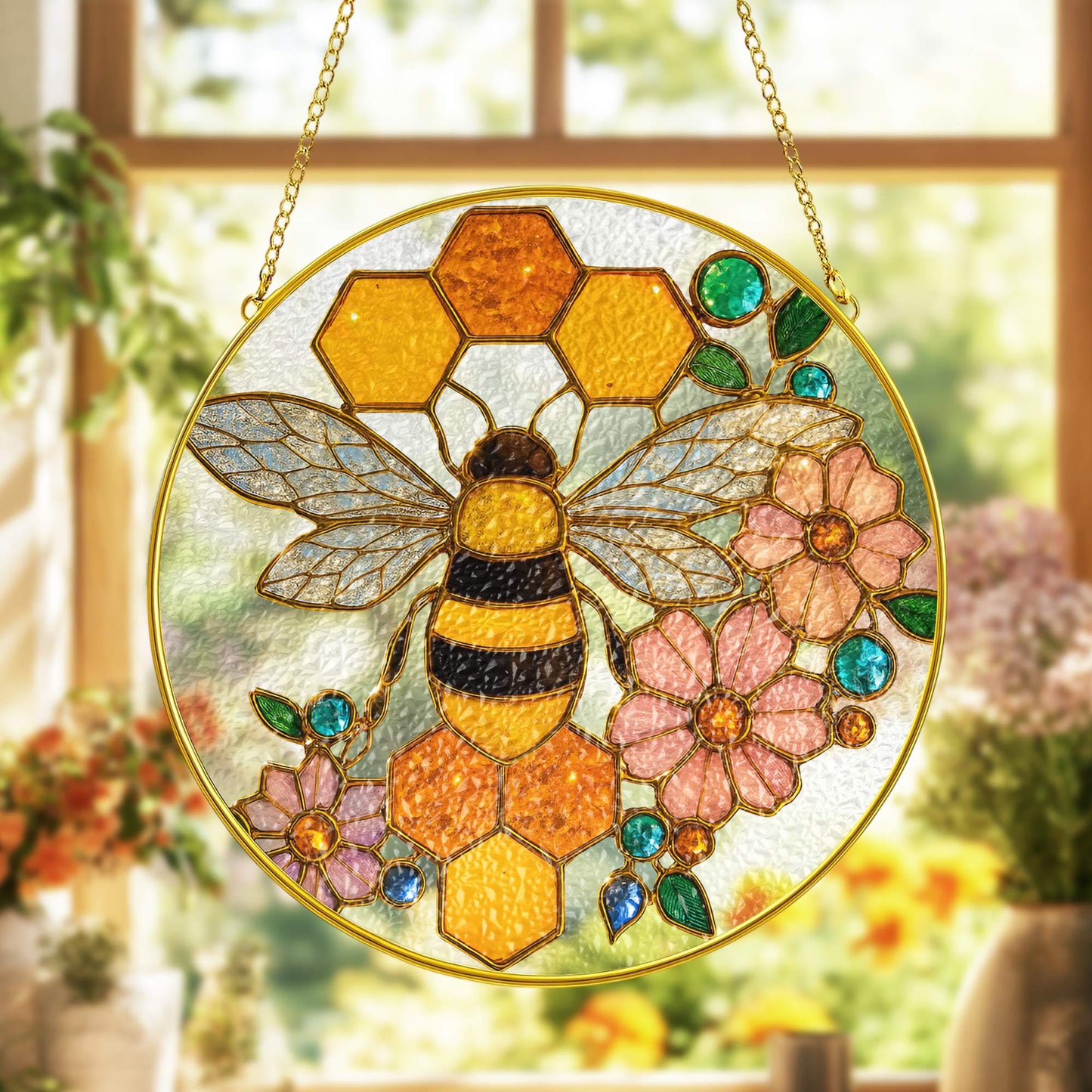 Bee Stain Glass - Window Hanging Suncatcher