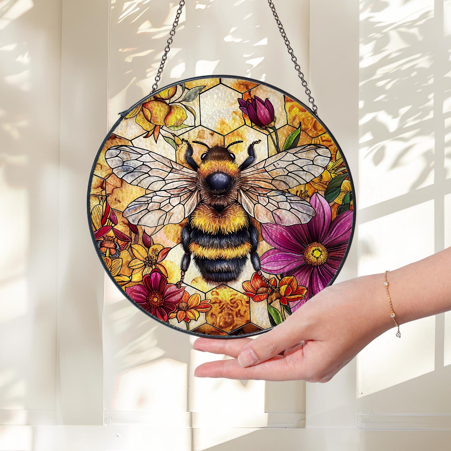 Bee Stain Glass - Window Hanging Suncatcher