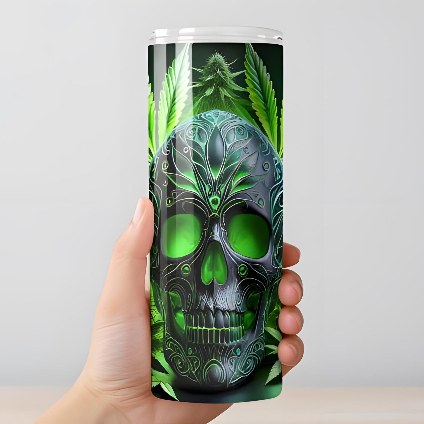 Skull Weed Skinny Tumbler