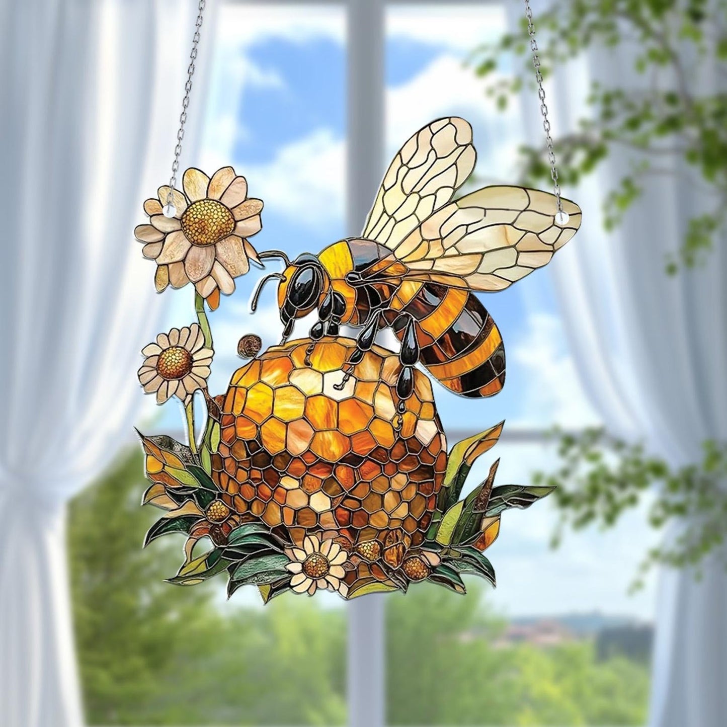 Bee Hive Acrylic Window Hanging