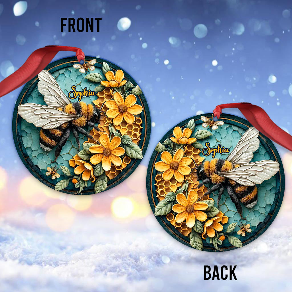 Bee And Honeycomb - Personalized Bee Custom Shaped Ornament