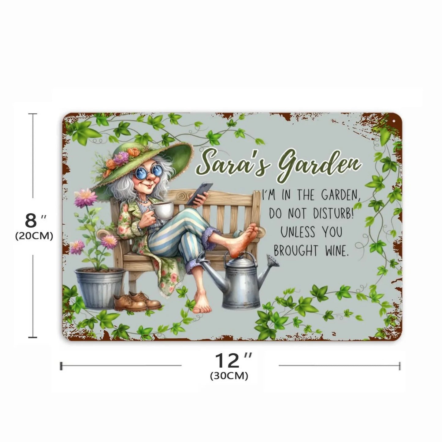 Personalized Funny Metal Garden Sign for Women - Personalized Rectangle Metal Sign