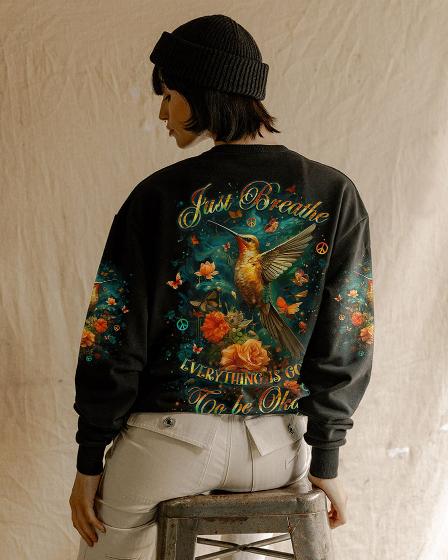 JUST BREATHE HUMMINGBIRD ALL OVER PRINT