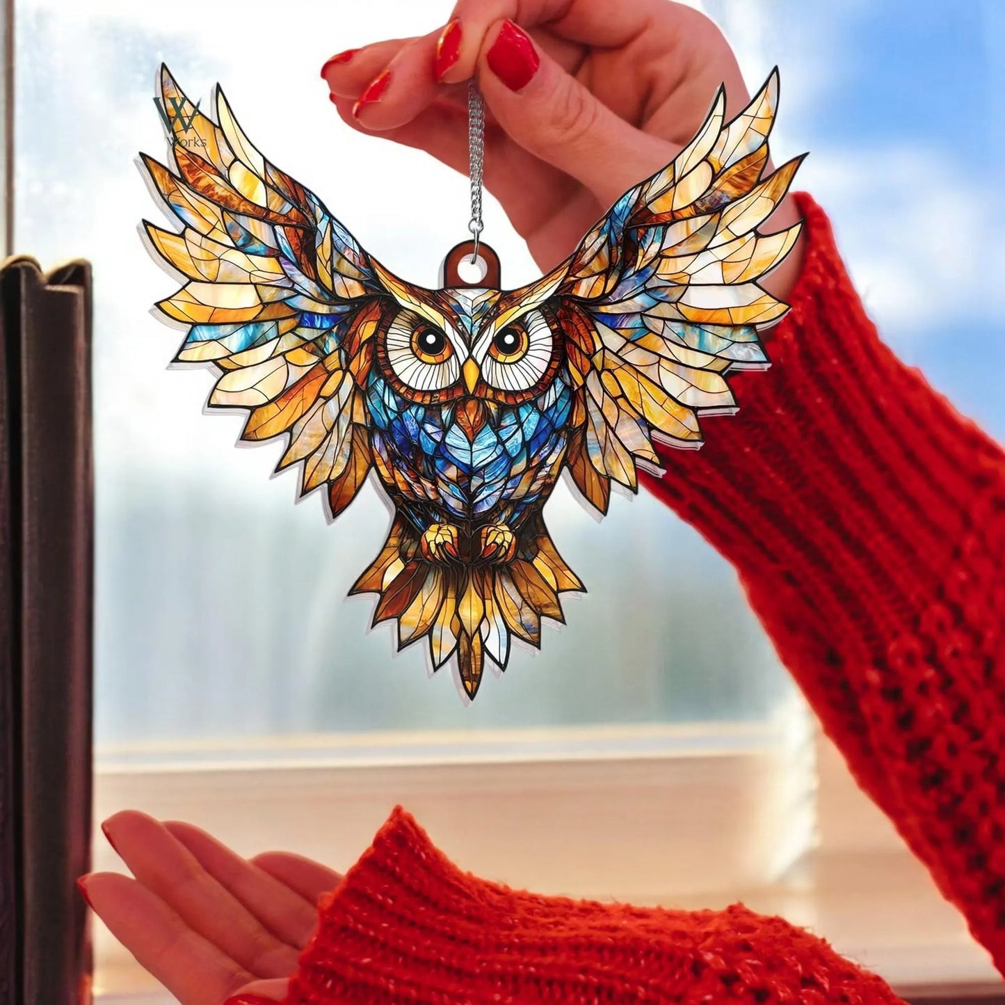 Owl Suncatcher Hanging Sign - Personalized Owl Window Hanging Suncatcher Ornament
