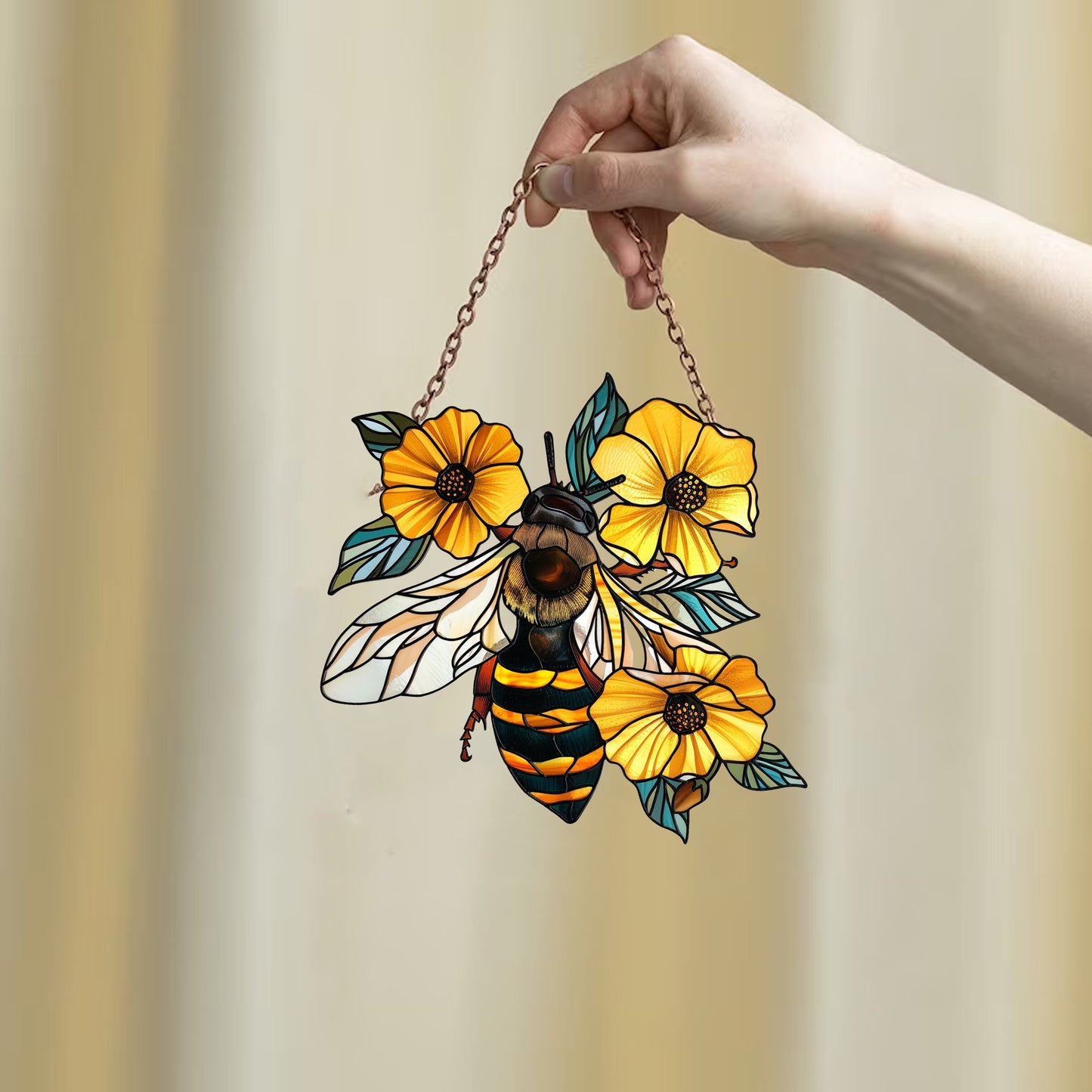 Honey Bee and Hive Acrylic Window Hanging