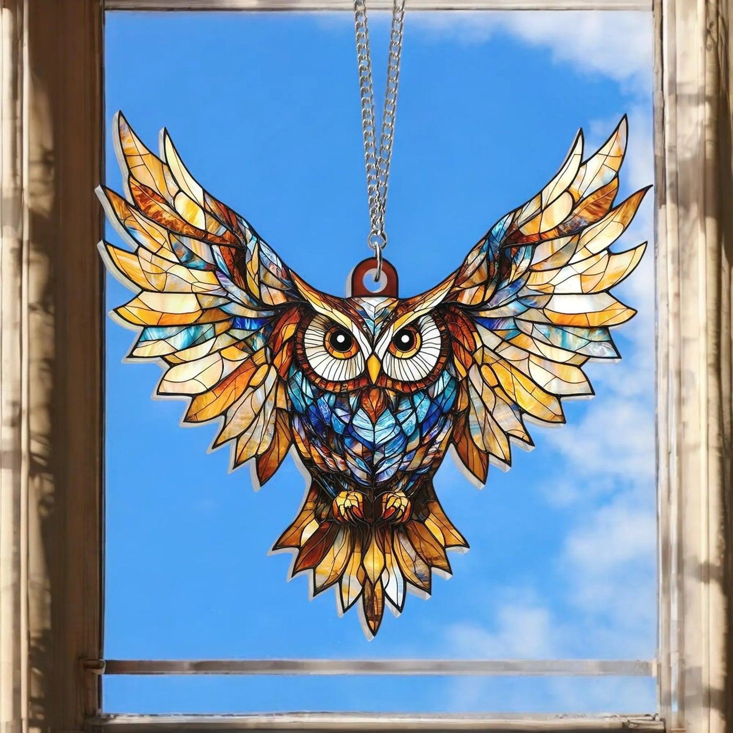 Owl Suncatcher Hanging Sign - Personalized Owl Window Hanging Suncatcher Ornament