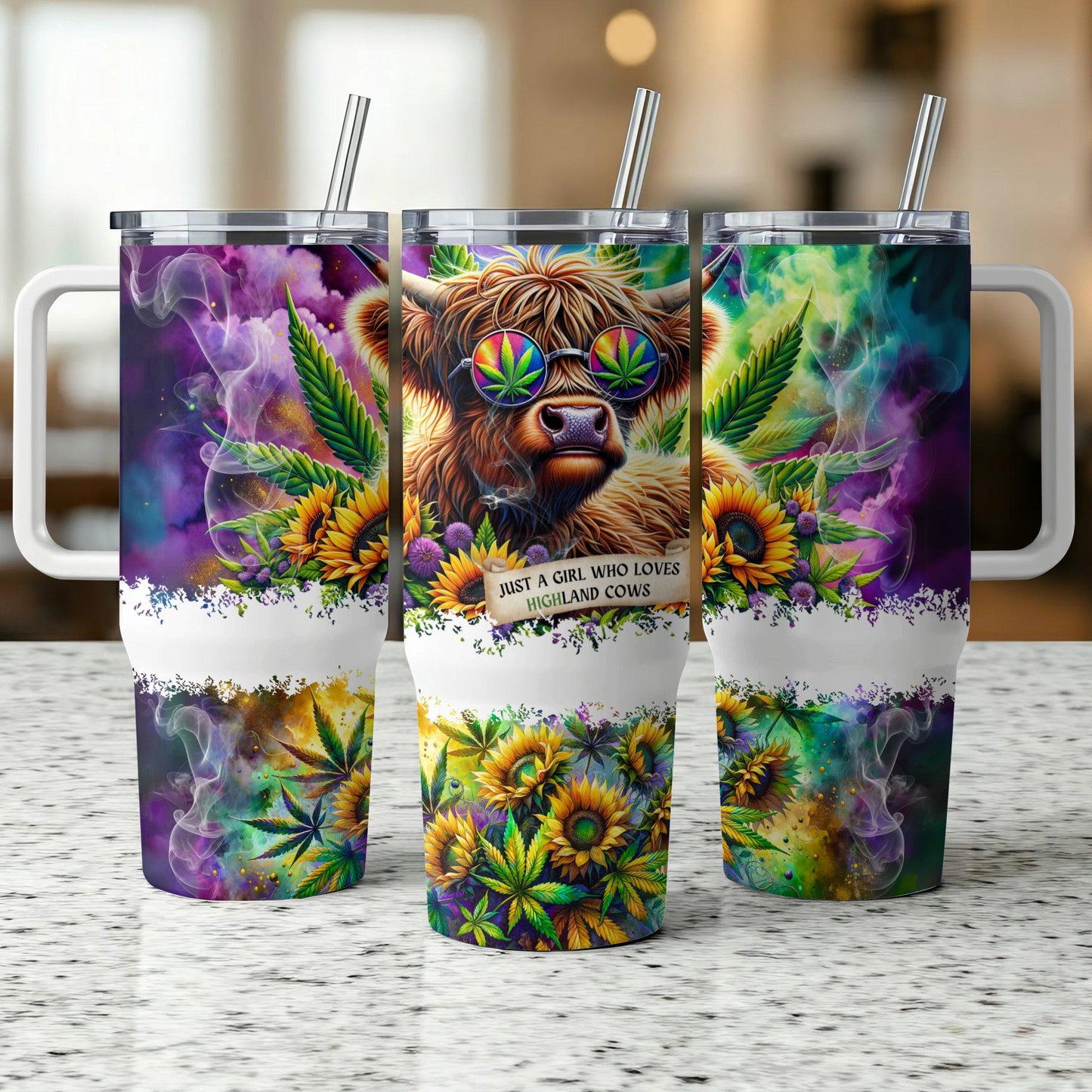Just A Girl Who Loves Highland Weed - Tumbler With Handle 40oz