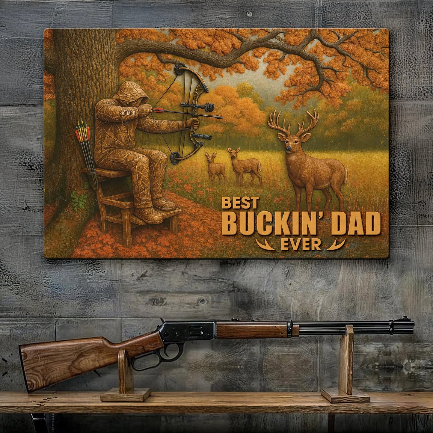 Hunting Dad Print Metal Sign - Personalized Gifts For Father