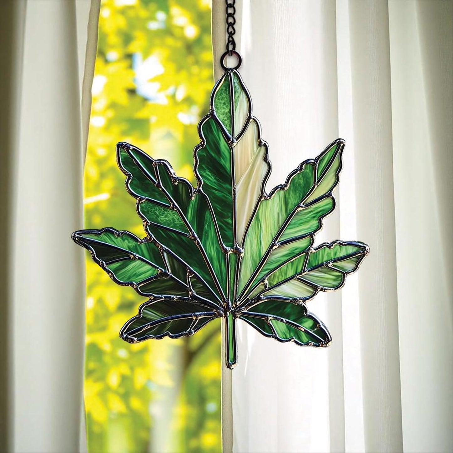Weed Leaf Stained Acrylic Window