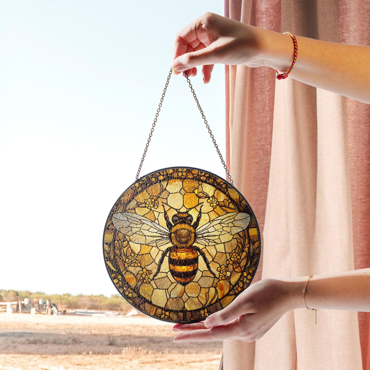 Bee Stain Glass - Window Hanging Suncatcher