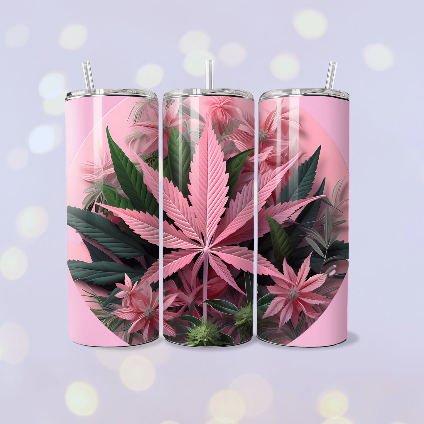 Pink Weed Skinny Tumbler