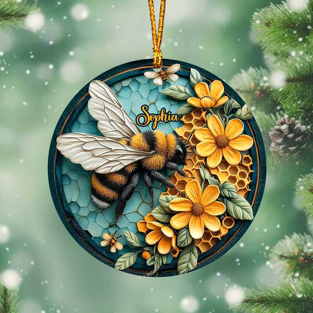 Bee And Honeycomb - Personalized Bee Custom Shaped Ornament