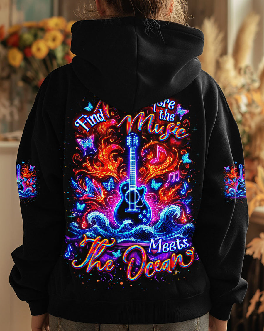 FIND ME WHERE THE MUSIC MEETS THE OCEAN GUITAR ALL OVER PRINT