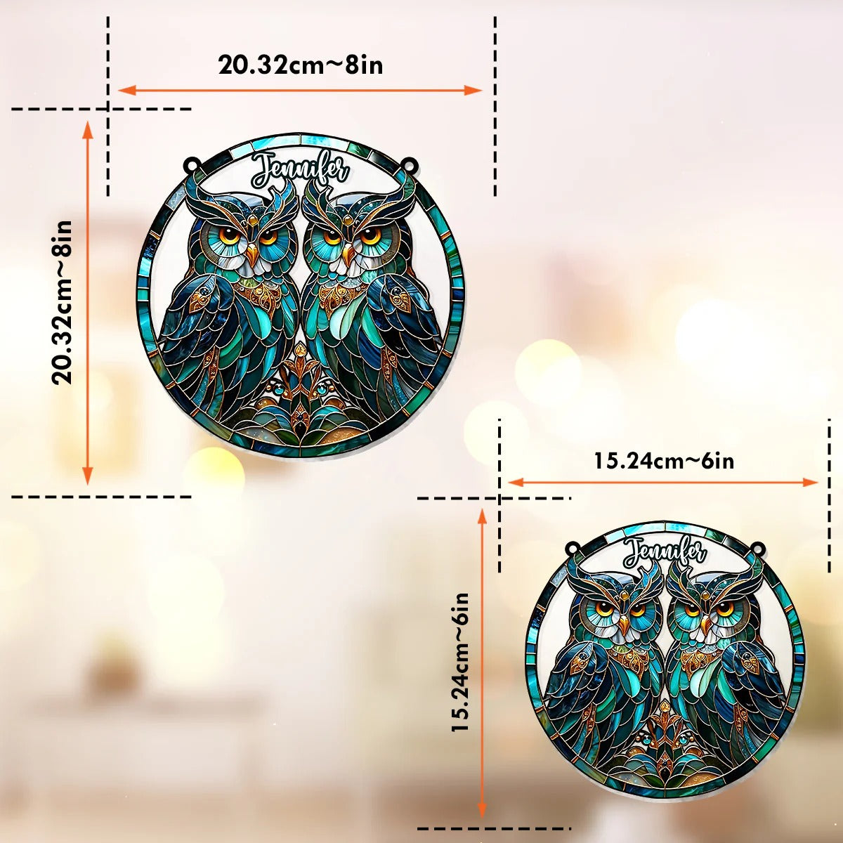 Charming Owl - Personalized Owl Window Hanging Suncatcher Ornament