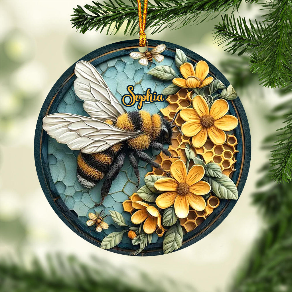 Bee And Honeycomb - Personalized Bee Custom Shaped Ornament