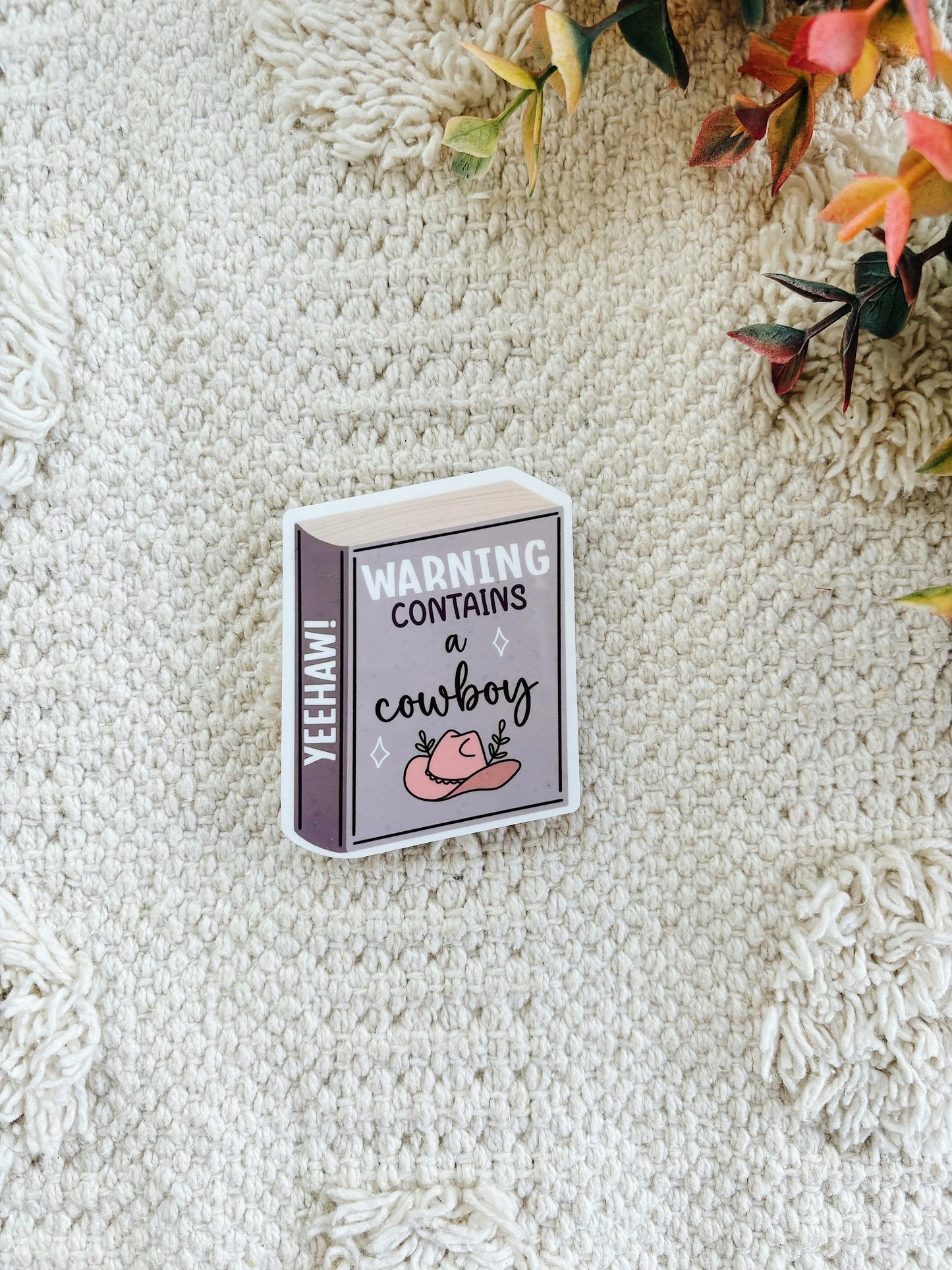 Warning Contains a Cowboy Book Sticker Decal