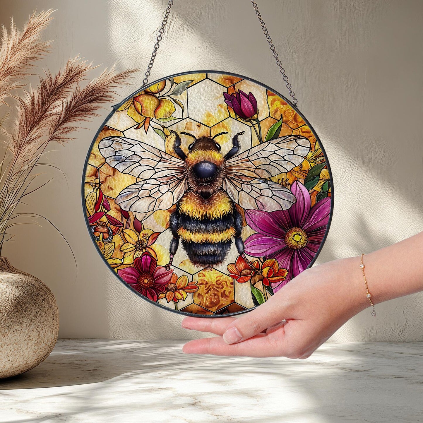 Bee Stain Glass - Window Hanging Suncatcher
