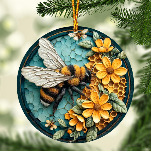 Bee And Honeycomb - Personalized Bee Custom Shaped Ornament