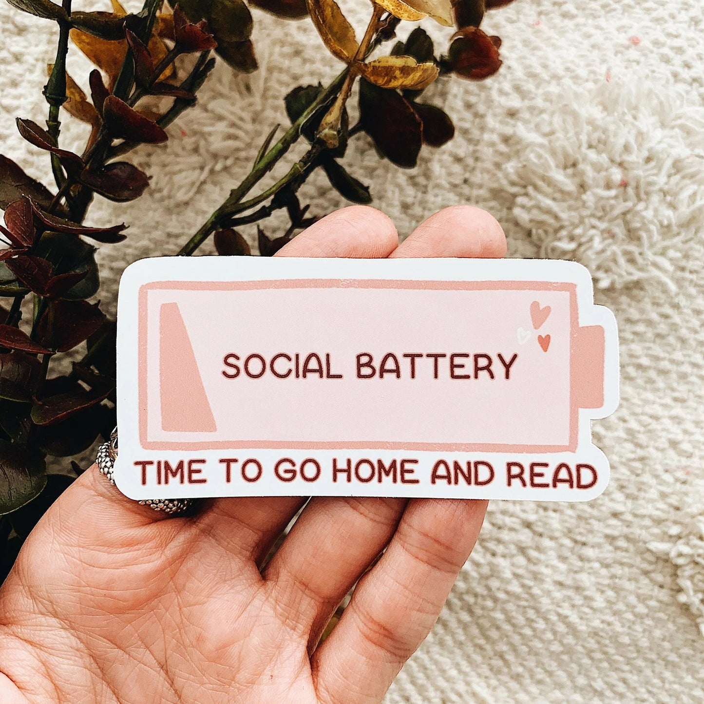 Social Battery Time to Go Home and Read Sticker Decal