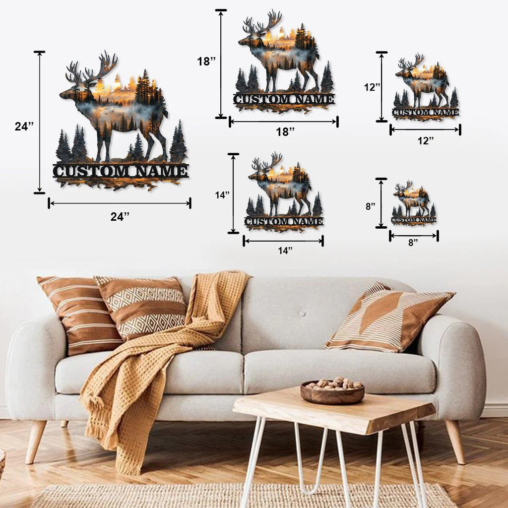 Custom Name Hunting Deer Sunset - Personalized Metal Sign