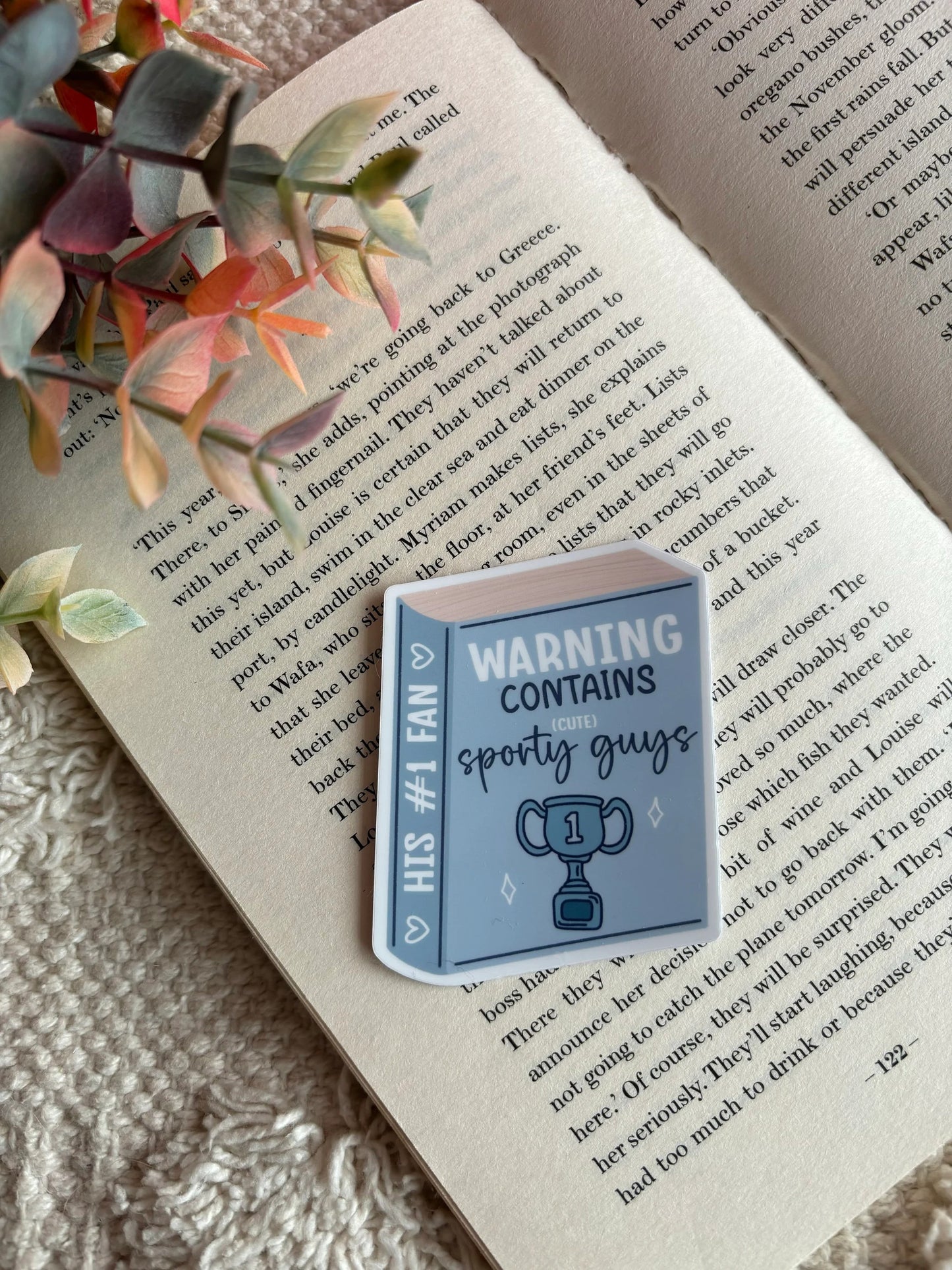 Warning Contains Cute Sporty Guys Book Sticker Decal