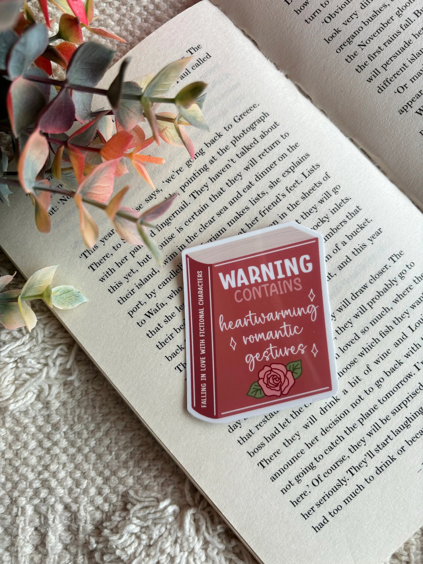 Warning Contains Heartwarming Romantic Gestures Book Sticker Decal