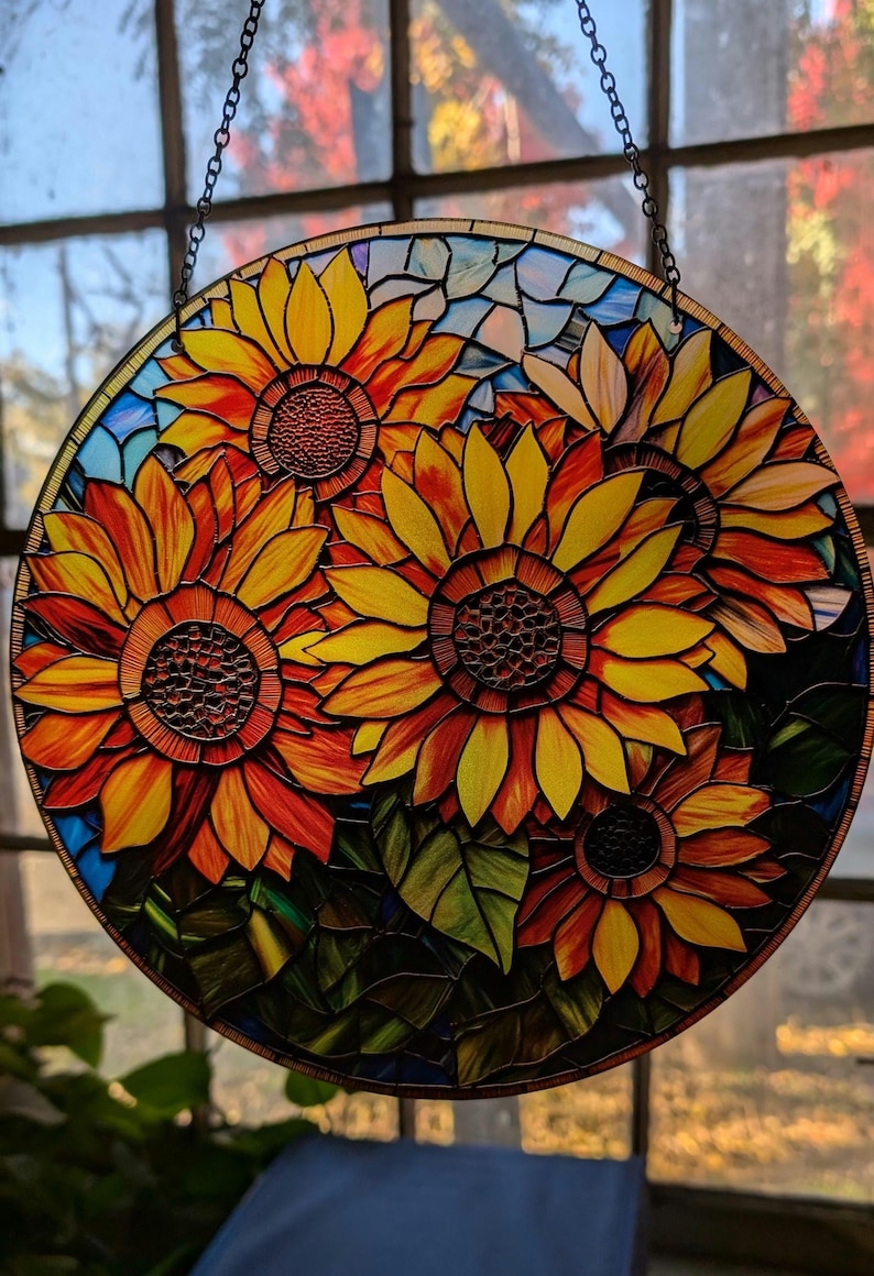 Sunflowers: Stained Glass Style Suncatcher