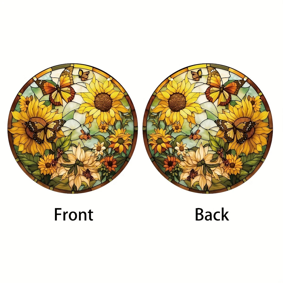 Sunflowers And Butterfly : Stained Glass Style Suncatcher