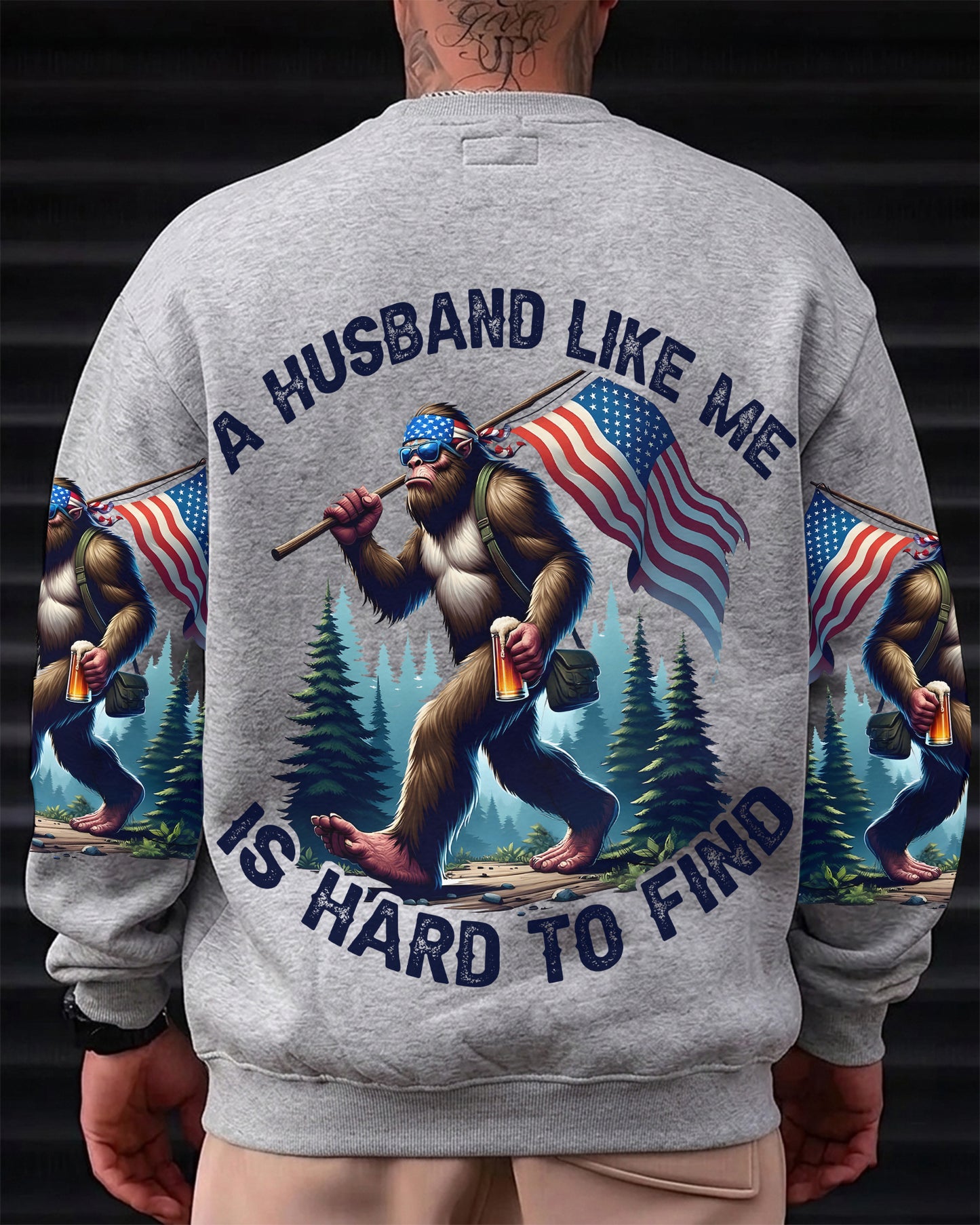 A Husband Like Me Is Hard To Find – Personalized Bigfoot American All Over Print Shirt
