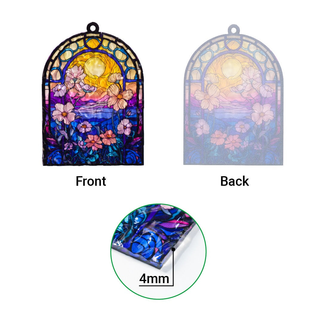 Sunflower Plant Suncatcher - Personalized Shape Stained Glass Suncatcher