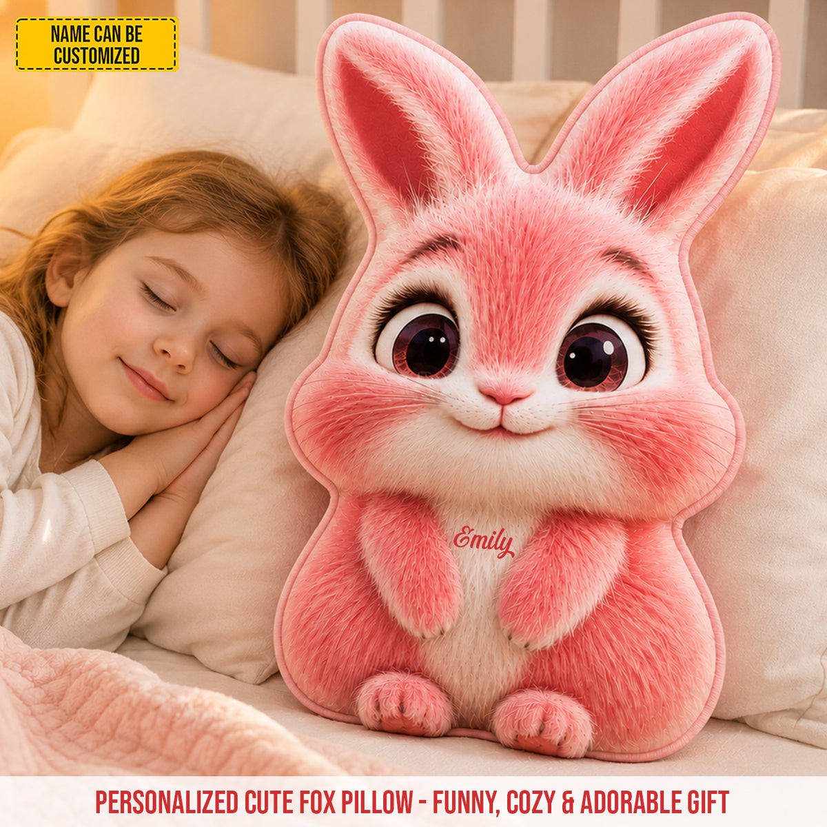 Personalized Cute Bunny Custom Shape Pillow