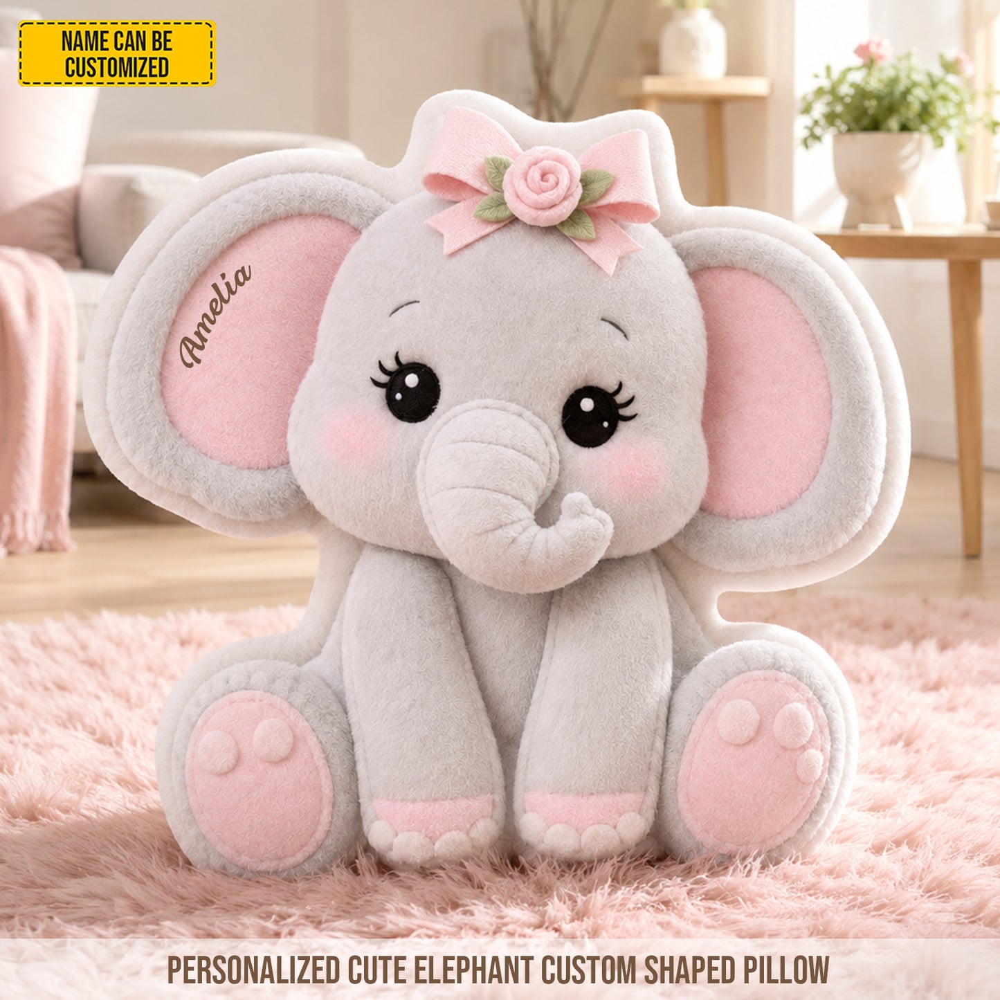 Personalized Cute Elephant Pillow
