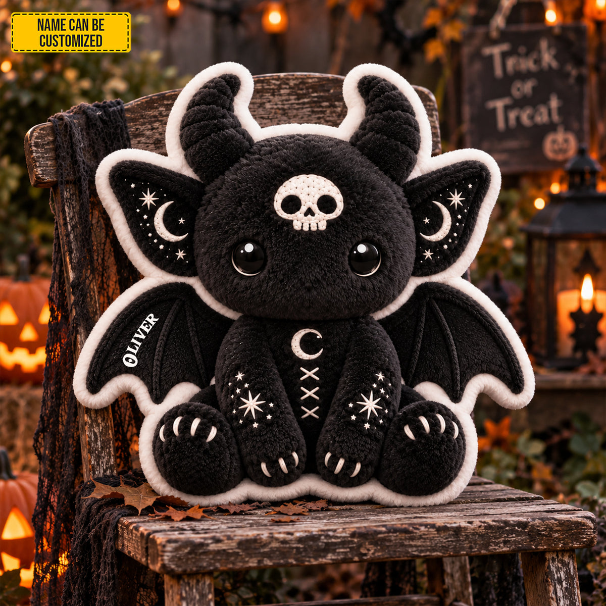 Personalized Gothic Bat Pillow – Halloween Gift