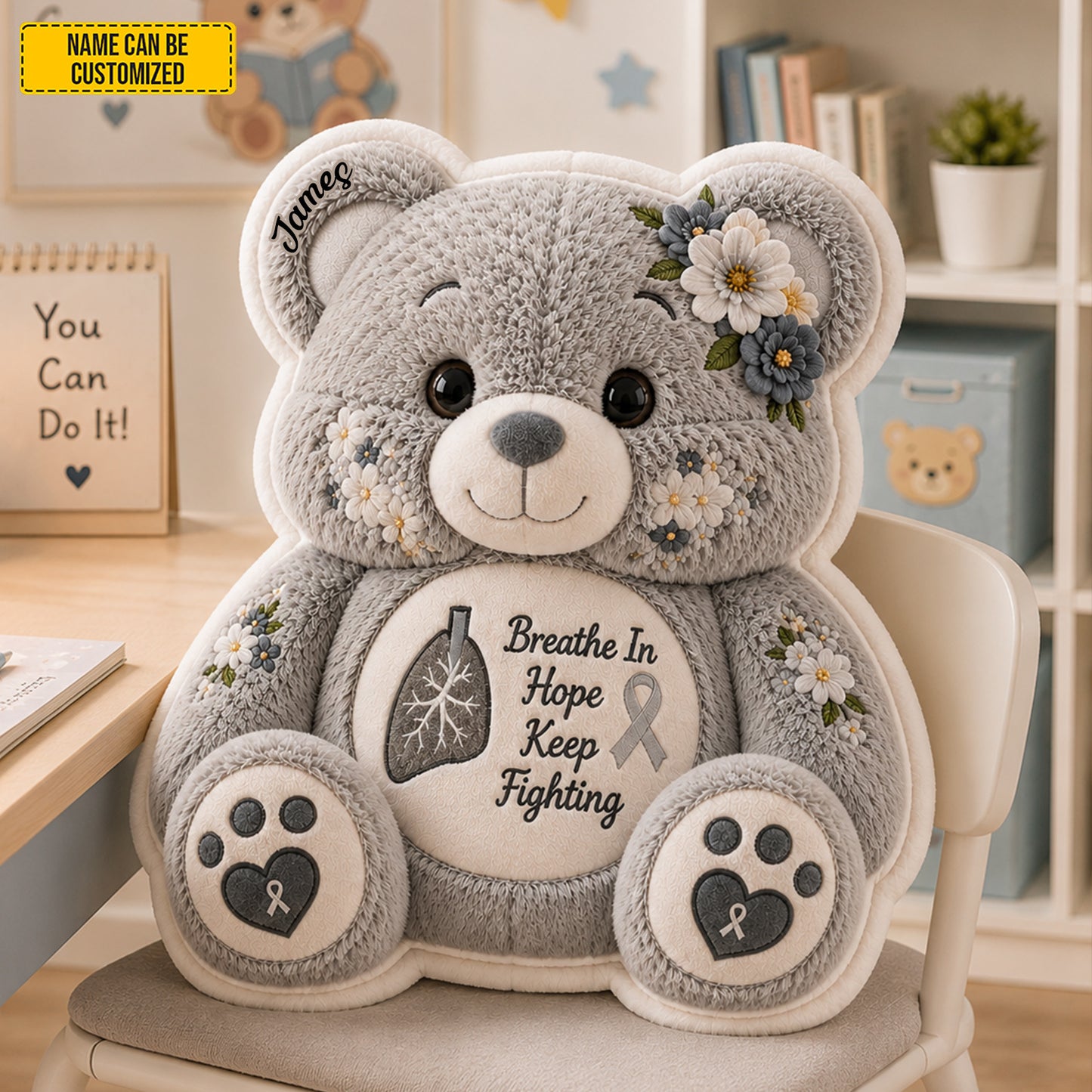 Personalized Lung Cancer Bear Pillow