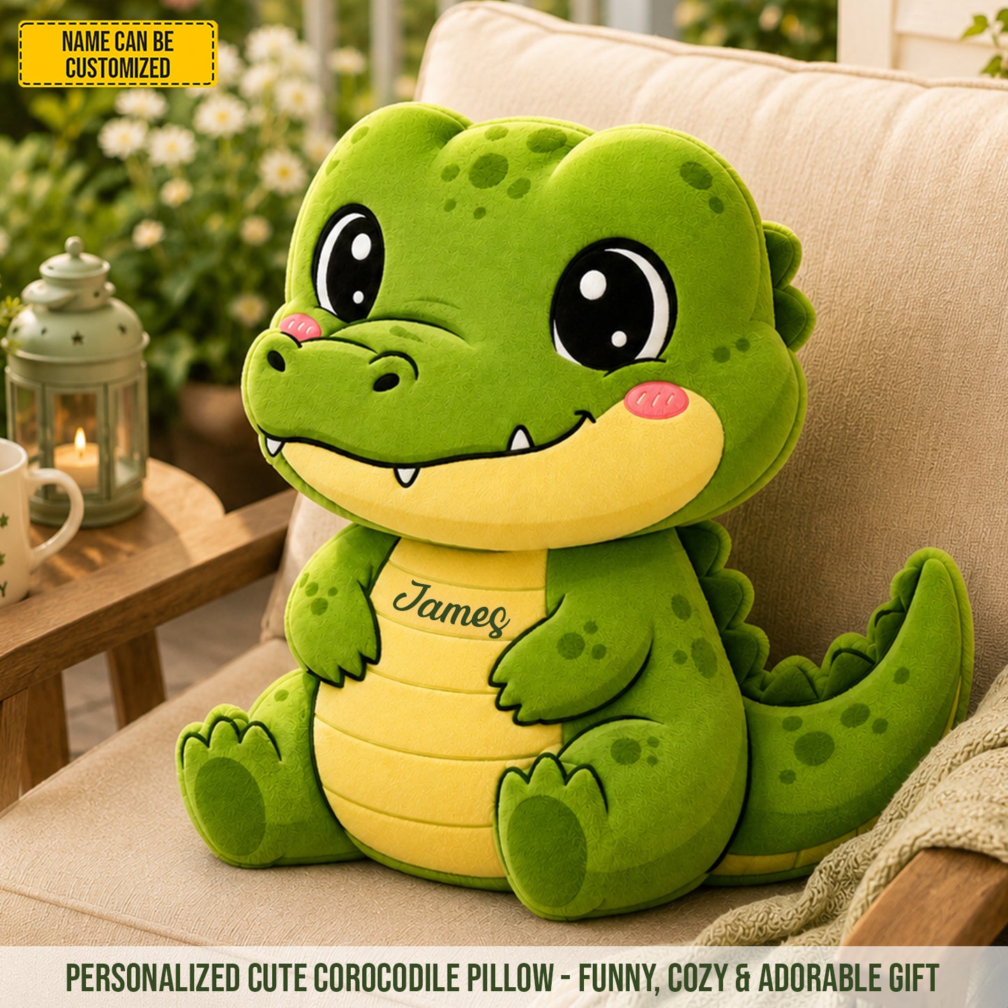 Personalized Cute Crocodile Custom Shaped Pillow