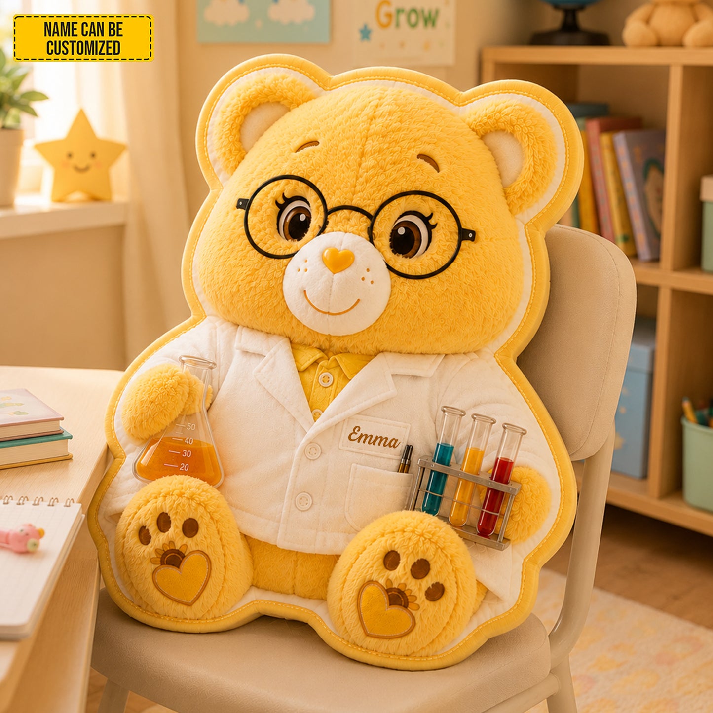 Personalized Scientist Bear Custom Shaped Pillow