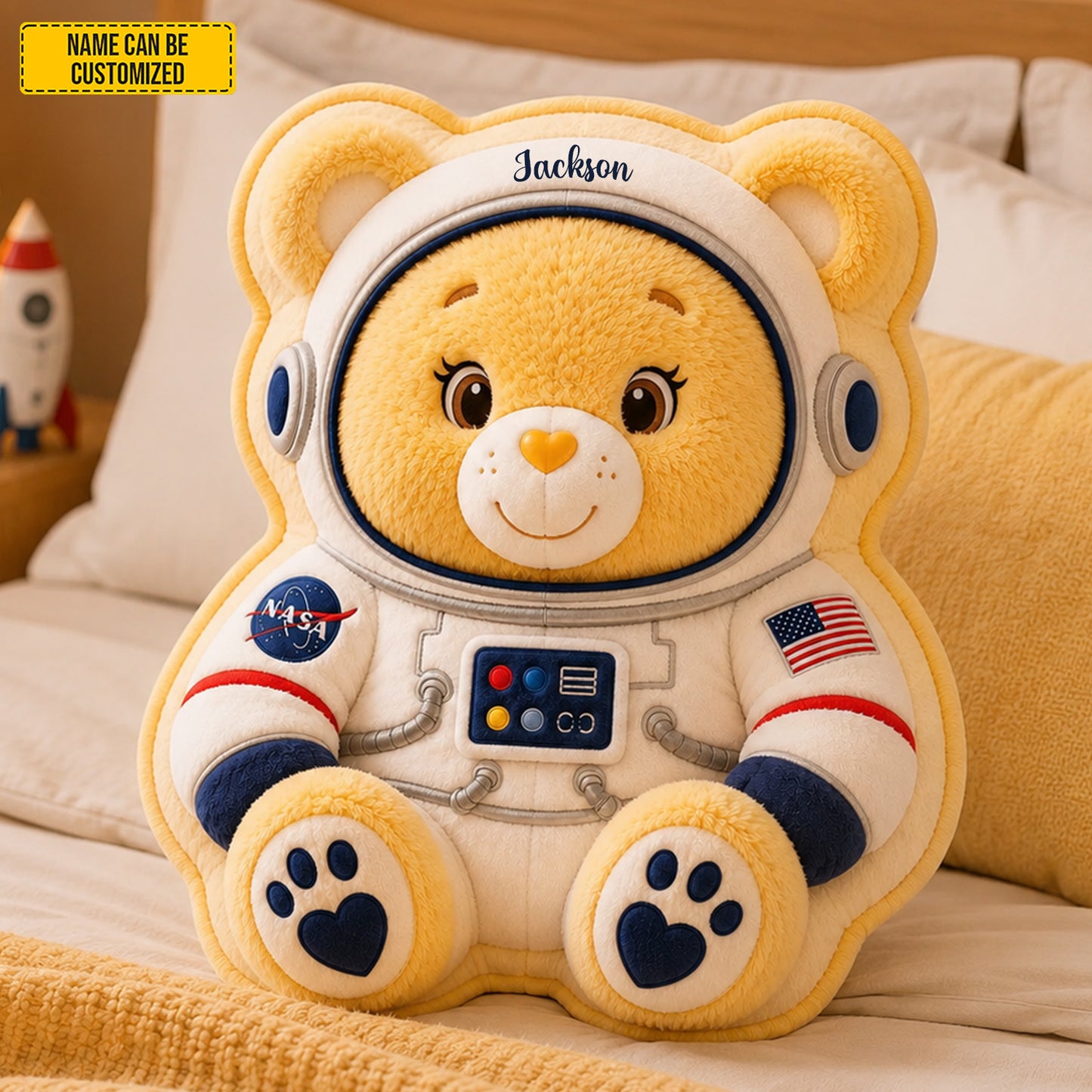 Personalized Astronaut Bear Custom Shape Pillow
