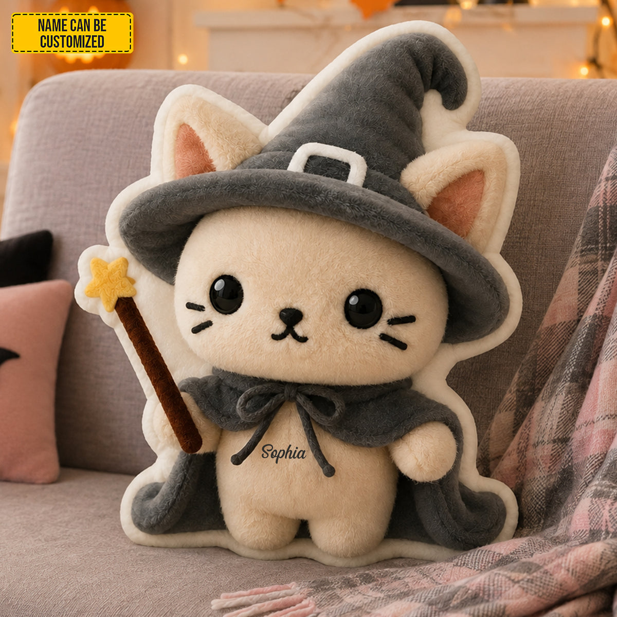 Personalized Little Kitty Witch Pillow