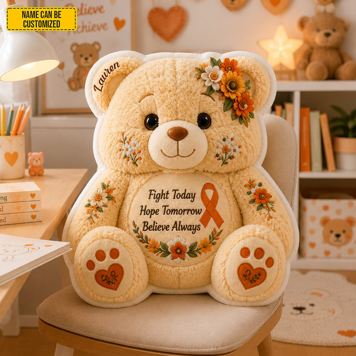 Personalized Blood Cancer Bear Pillow