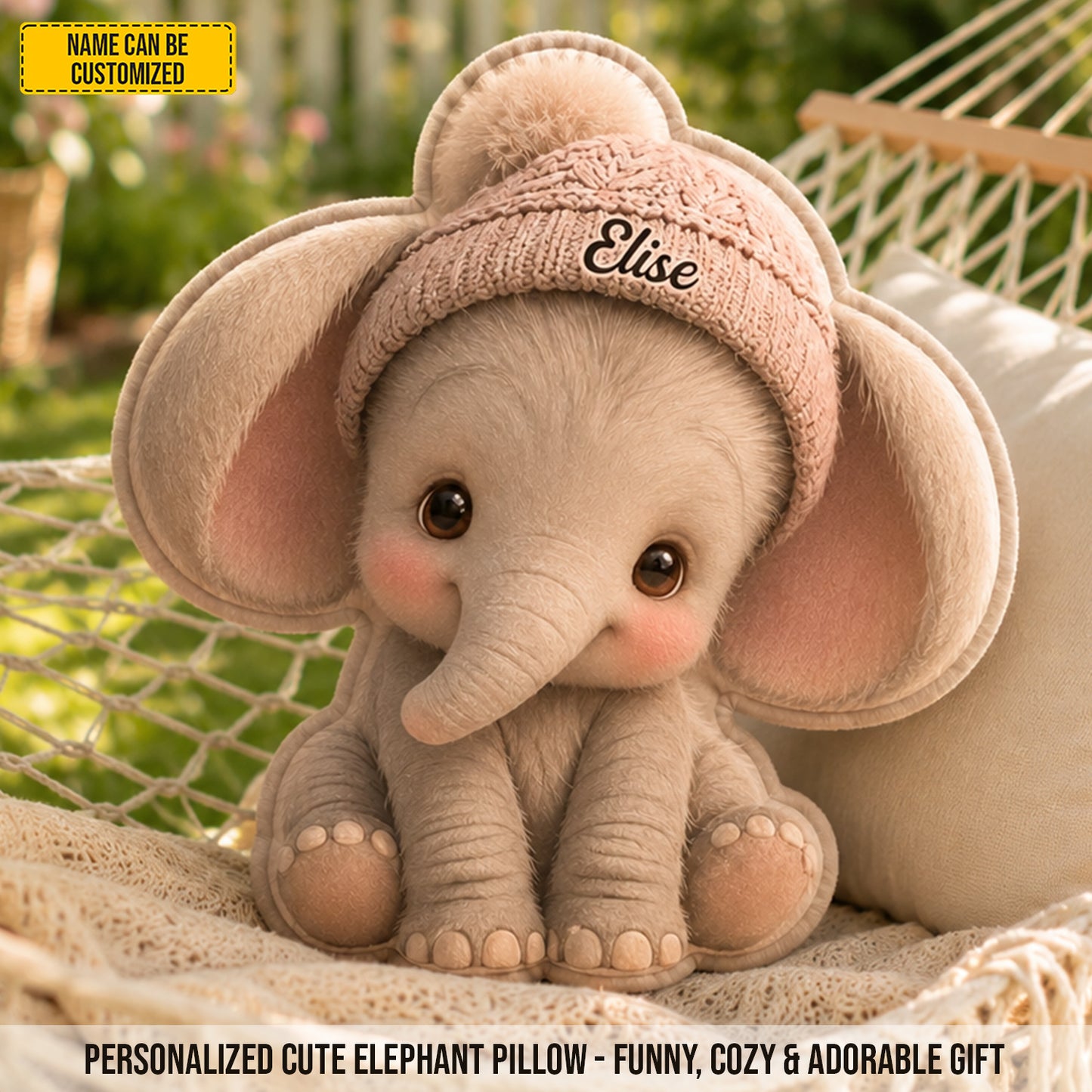 Personalized Warm Elephant Custom Shaped Pillow