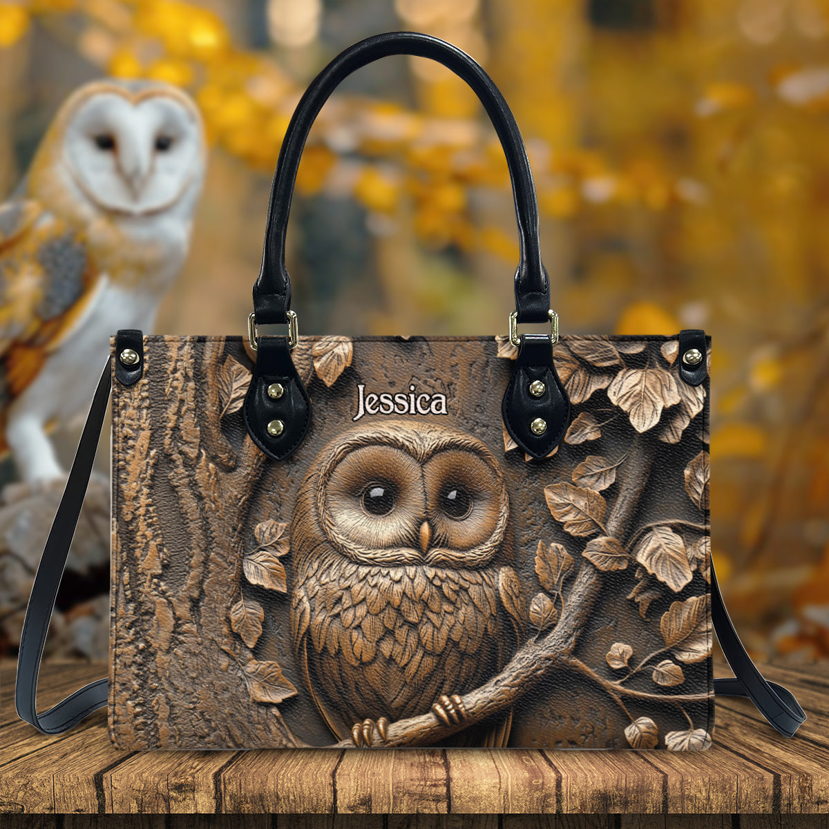 Stunning Owl - Personalized Leather Handbag