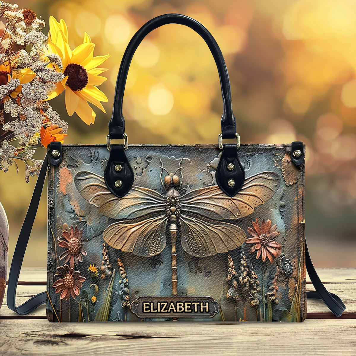 Stunning Dragonfly - Personalized Leather Handbag