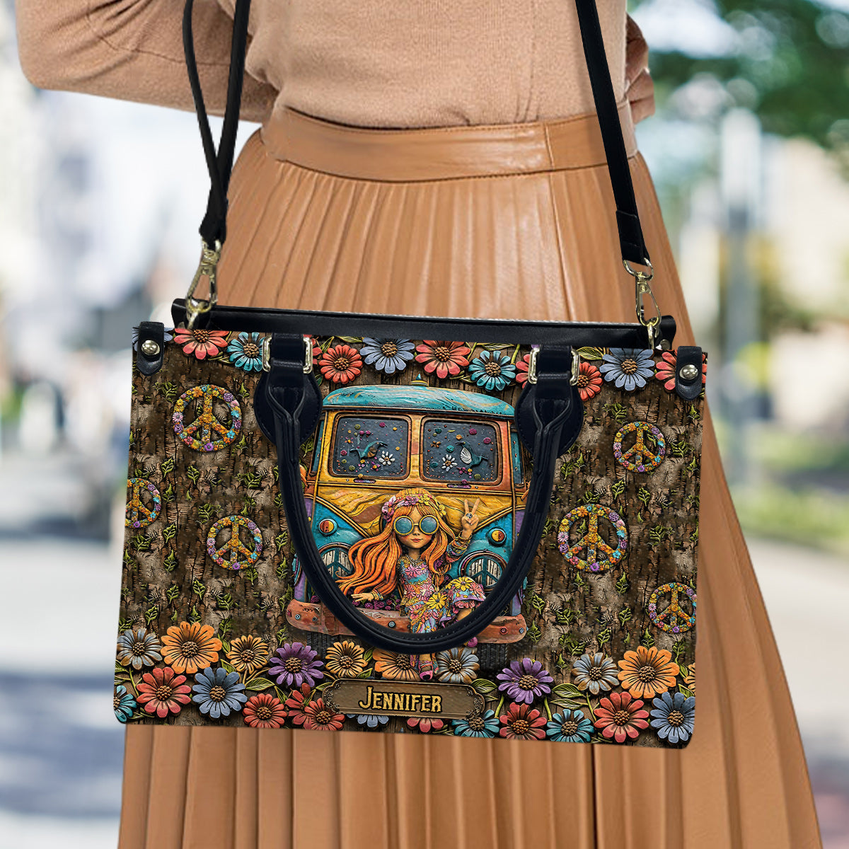 Hippie Girl - Personalized Hippie Leather Handbag