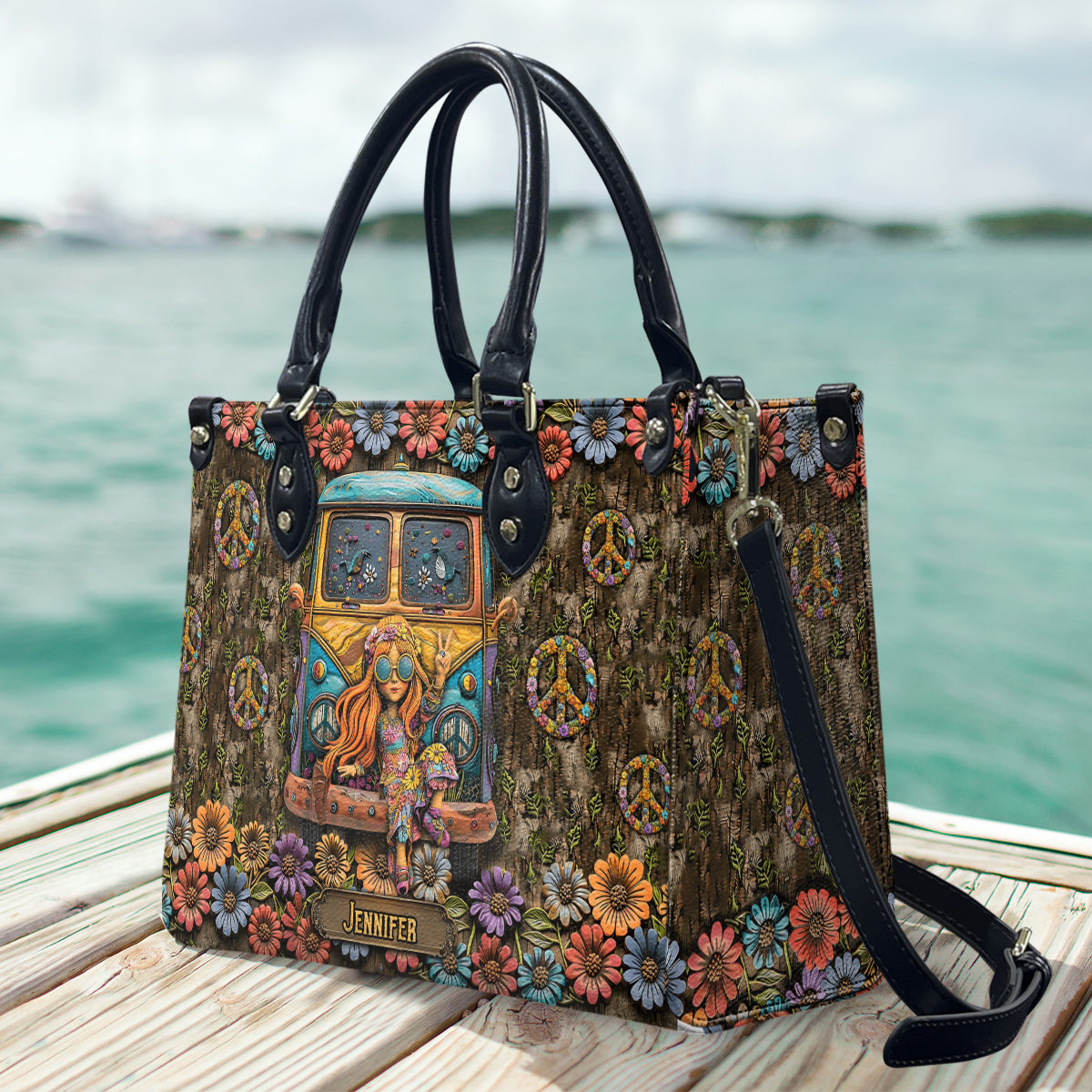 Hippie Girl - Personalized Hippie Leather Handbag