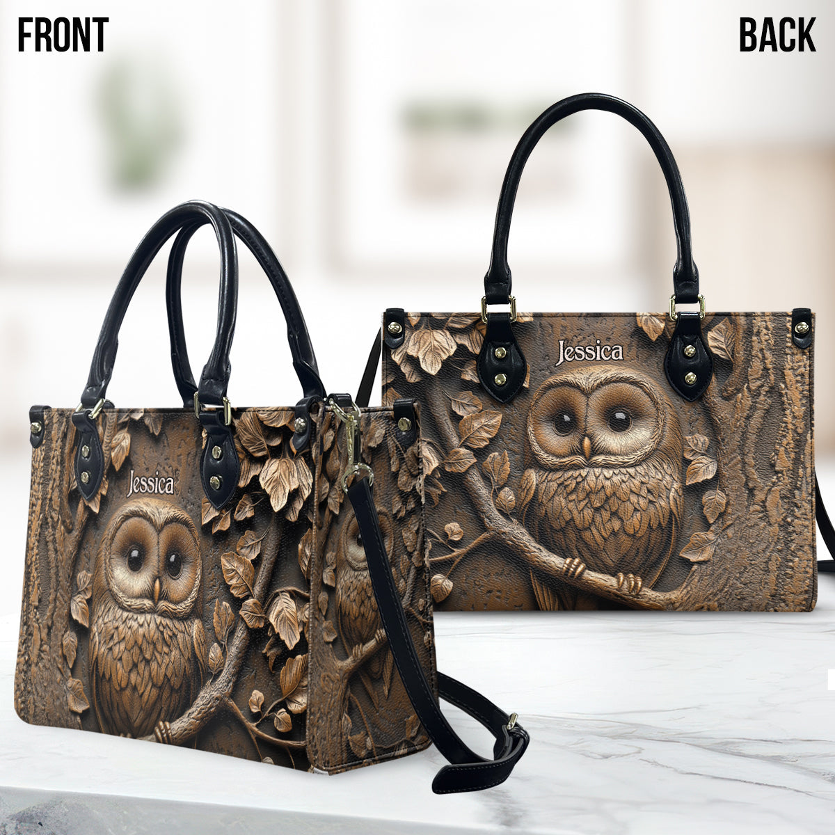 Stunning Owl - Personalized Leather Handbag