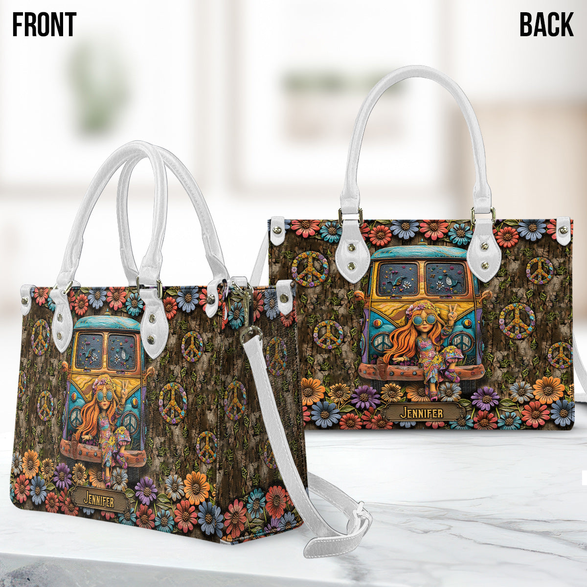 Hippie Girl - Personalized Hippie Leather Handbag