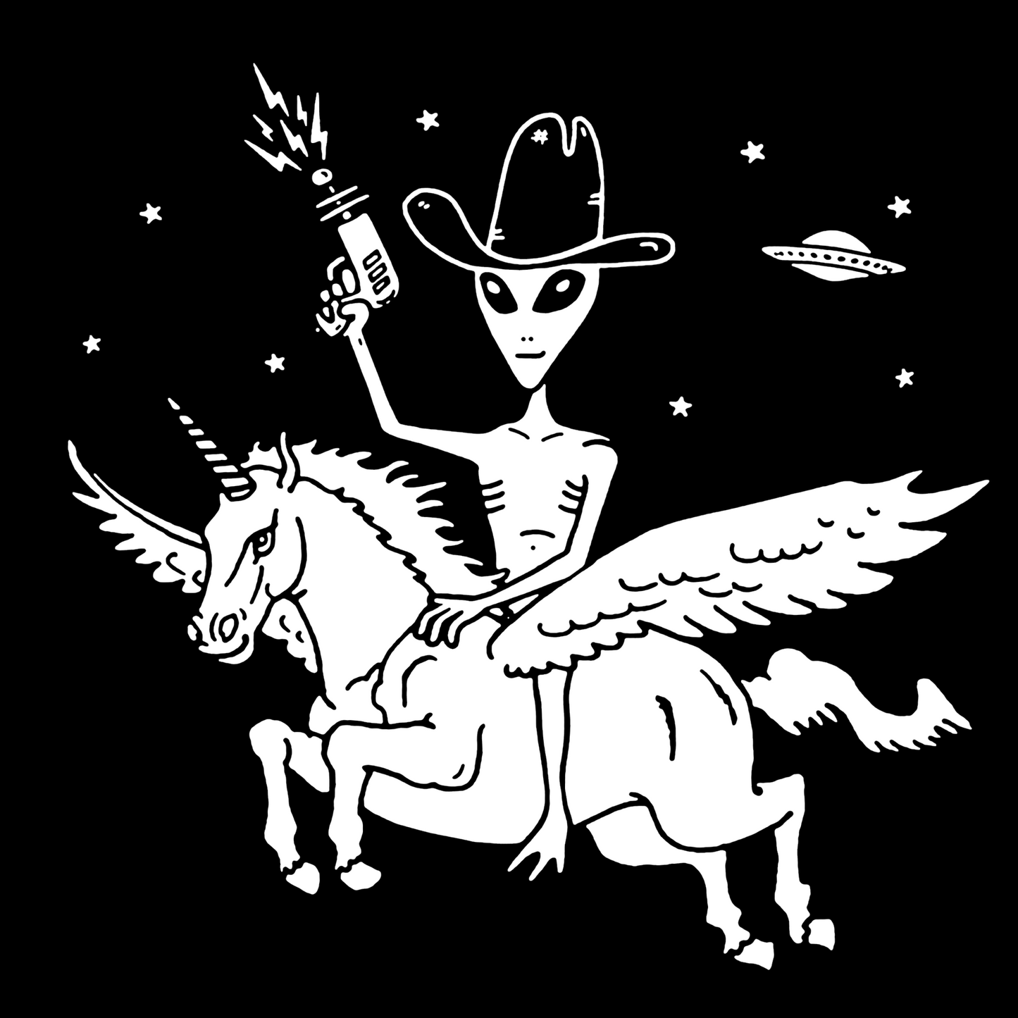 UFO Cowboy Alien on Unicorn Sticker